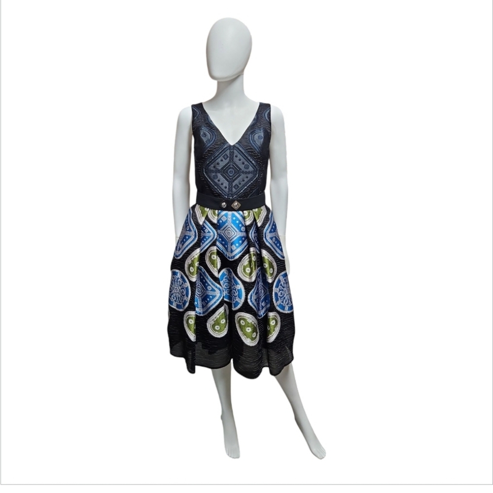PETER PILOTTO | Geometric Paisley Print Sleeveless Midi Dress US 6
